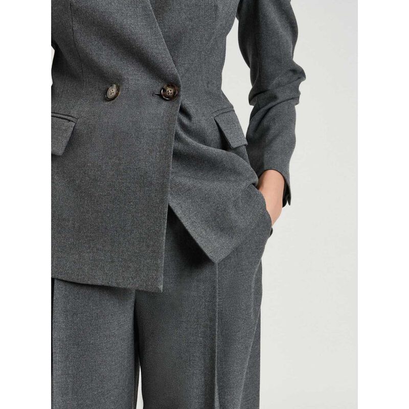 Veronika Maine Melange Suiting Collarless Blazer image number 2